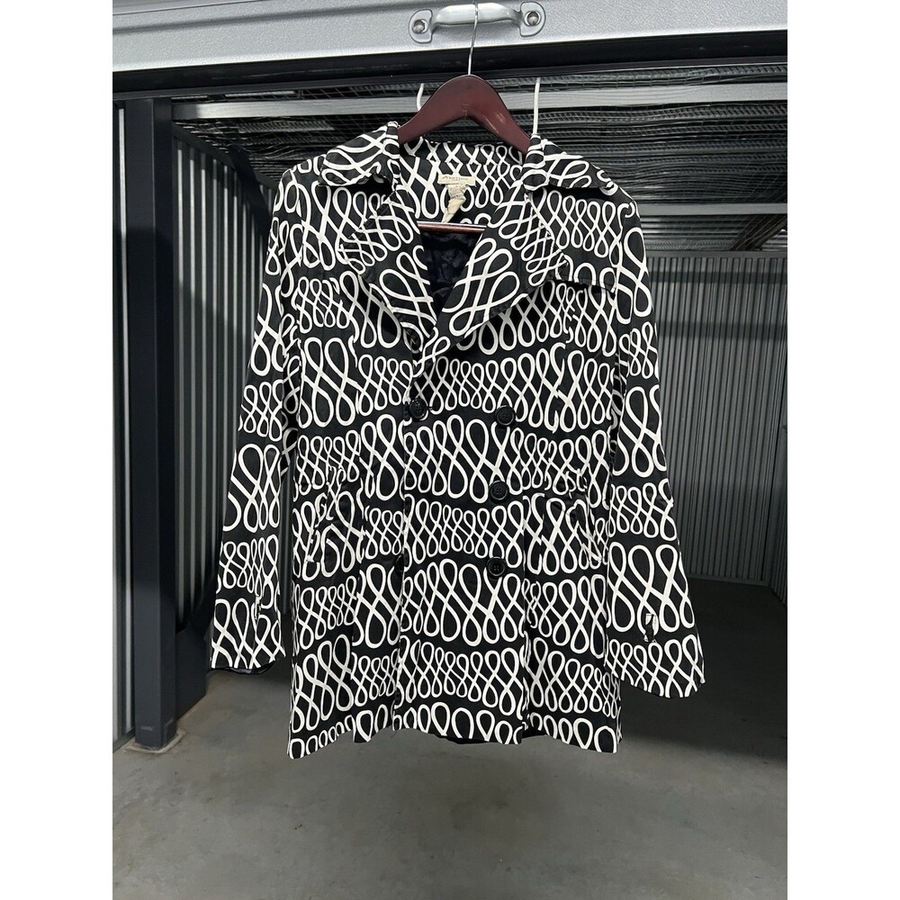 Vertigo Paris Double Breasted Trench Coat Black White Size L (no Belt)